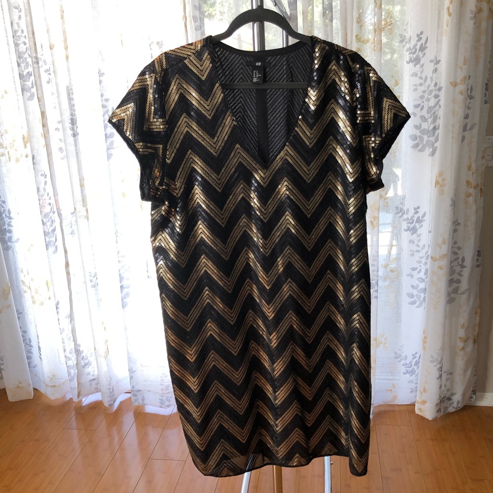 H&M Gold and Black Sequin Dress